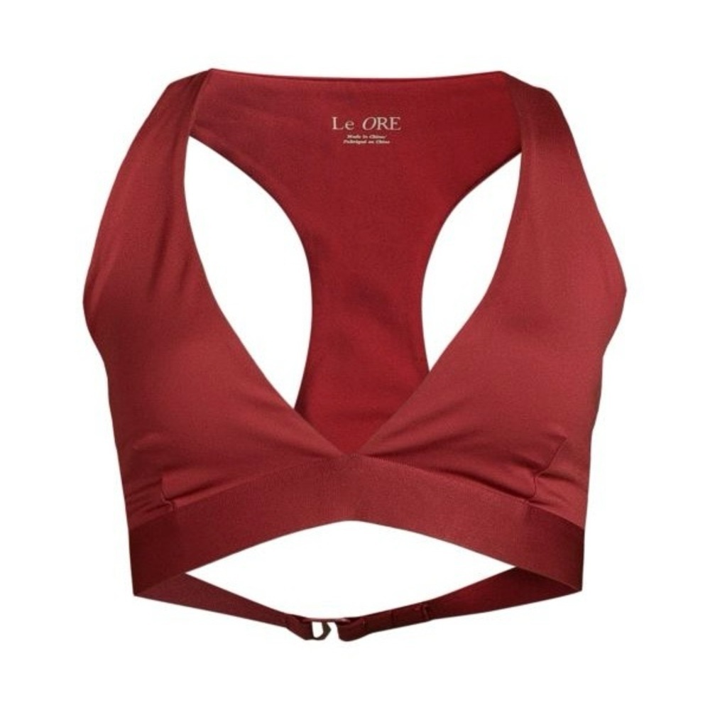 Le Ore Ancona Sports Bra Burgundy Cutout Open Back Racerback Size L NWT - Picture 9 of 12